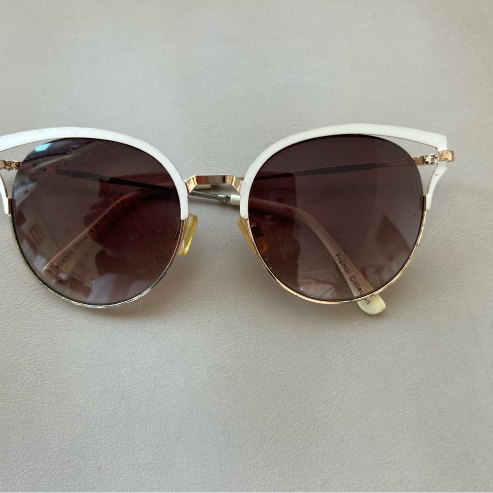 Gold and White Clubmaster Glasses with Gradient Lenses